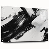 Bold Black and White Abstract Wall Art - Expressive Brushstroke Canvas