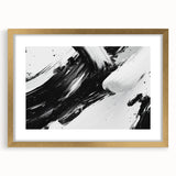 Bold Black and White Abstract Wall Art - Expressive Brushstroke Canvas