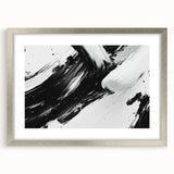 Bold Black and White Abstract Wall Art - Expressive Brushstroke Canvas