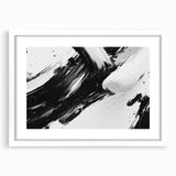 Bold Black and White Abstract Wall Art - Expressive Brushstroke Canvas