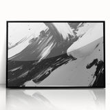 Bold Black and White Abstract Wall Art - Expressive Brushstroke Canvas