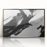 Bold Black and White Abstract Wall Art - Expressive Brushstroke Canvas