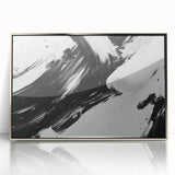 Bold Black and White Abstract Wall Art - Expressive Brushstroke Canvas