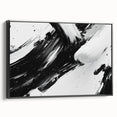 Bold Black and White Abstract Wall Art - Expressive Brushstroke Canvas