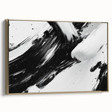 Bold Black and White Abstract Wall Art - Expressive Brushstroke Canvas
