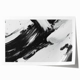 Bold Black and White Abstract Wall Art - Expressive Brushstroke Canvas