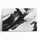 Bold Black and White Abstract Wall Art - Expressive Brushstroke Canvas