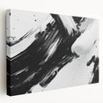 Bold Black and White Abstract Wall Art - Expressive Brushstroke Canvas