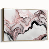 Luxury Abstract Wall Art – Black, White & Blush Pink Canvas