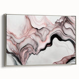 Luxury Abstract Wall Art – Black, White & Blush Pink Canvas
