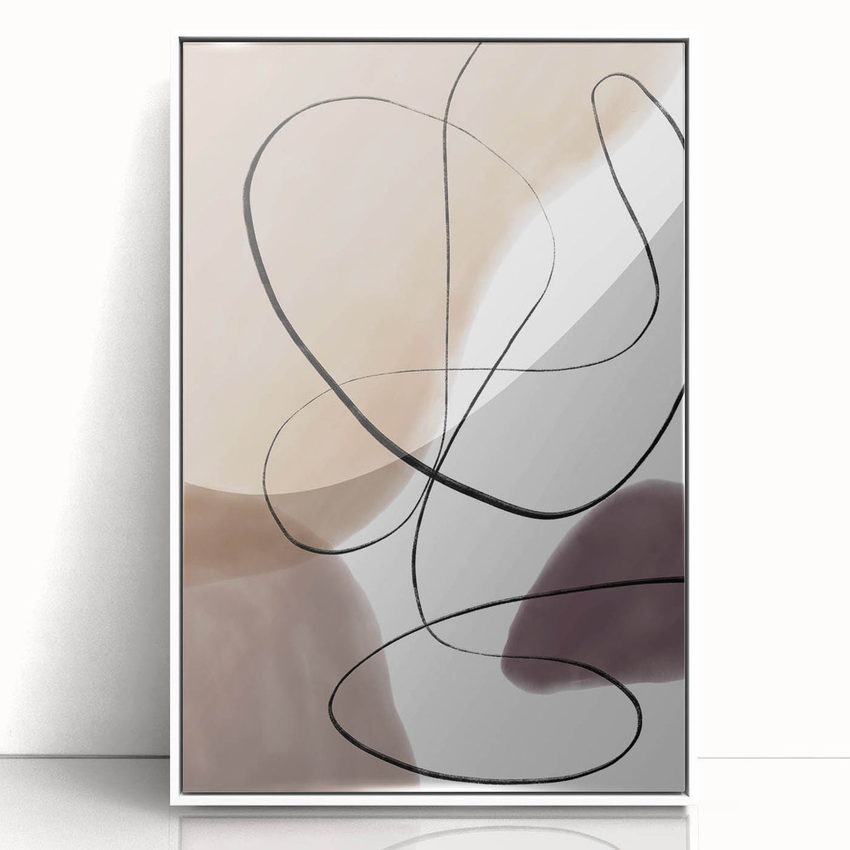 Earthen Harmony Abstracts – Neutral Minimalist Line Art Wall Print