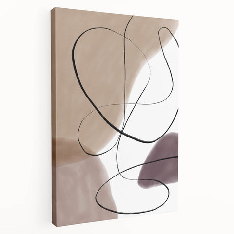 Earthen Harmony Abstracts – Neutral Minimalist Line Art Wall Print