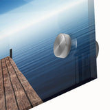 Minimalist Coastal Landscape Art – Wooden Pier Over Calm Blue Sea