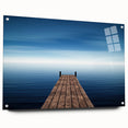 Minimalist Coastal Landscape Art – Wooden Pier Over Calm Blue Sea