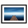 Minimalist Coastal Landscape Art – Wooden Pier Over Calm Blue Sea