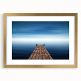 Minimalist Coastal Landscape Art – Wooden Pier Over Calm Blue Sea