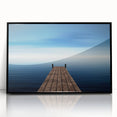 Minimalist Coastal Landscape Art – Wooden Pier Over Calm Blue Sea