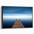 Minimalist Coastal Landscape Art – Wooden Pier Over Calm Blue Sea