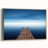 Minimalist Coastal Landscape Art – Wooden Pier Over Calm Blue Sea