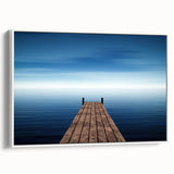 Minimalist Coastal Landscape Art – Wooden Pier Over Calm Blue Sea