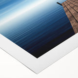 Minimalist Coastal Landscape Art – Wooden Pier Over Calm Blue Sea