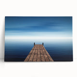 Minimalist Coastal Landscape Art – Wooden Pier Over Calm Blue Sea