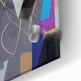 Moody Modern Wall Art – Geometric Abstract Painting in Navy & Gold