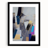 Moody Modern Wall Art – Geometric Abstract Painting in Navy & Gold