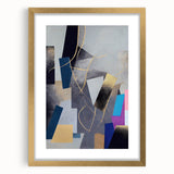 Moody Modern Wall Art – Geometric Abstract Painting in Navy & Gold