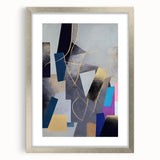 Moody Modern Wall Art – Geometric Abstract Painting in Navy & Gold