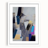 Moody Modern Wall Art – Geometric Abstract Painting in Navy & Gold