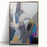 Moody Modern Wall Art – Geometric Abstract Painting in Navy & Gold