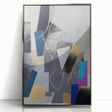 Moody Modern Wall Art – Geometric Abstract Painting in Navy & Gold