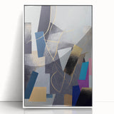Moody Modern Wall Art – Geometric Abstract Painting in Navy & Gold