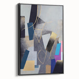 Moody Modern Wall Art – Geometric Abstract Painting in Navy & Gold