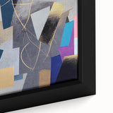 Moody Modern Wall Art – Geometric Abstract Painting in Navy & Gold