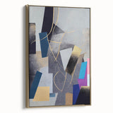 Moody Modern Wall Art – Geometric Abstract Painting in Navy & Gold