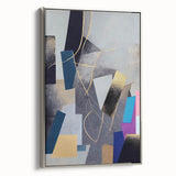 Moody Modern Wall Art – Geometric Abstract Painting in Navy & Gold