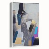 Moody Modern Wall Art – Geometric Abstract Painting in Navy & Gold