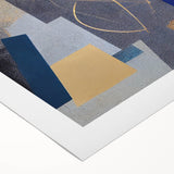 Moody Modern Wall Art – Geometric Abstract Painting in Navy & Gold