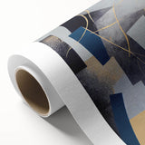 Moody Modern Wall Art – Geometric Abstract Painting in Navy & Gold