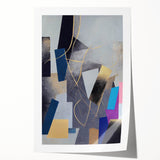 Moody Modern Wall Art – Geometric Abstract Painting in Navy & Gold