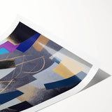 Moody Modern Wall Art – Geometric Abstract Painting in Navy & Gold