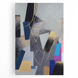 Moody Modern Wall Art – Geometric Abstract Painting in Navy & Gold