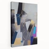 Moody Modern Wall Art – Geometric Abstract Painting in Navy & Gold
