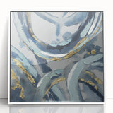 Calming Landscape Acrylic Prints – Navy & Gold Abstract Art