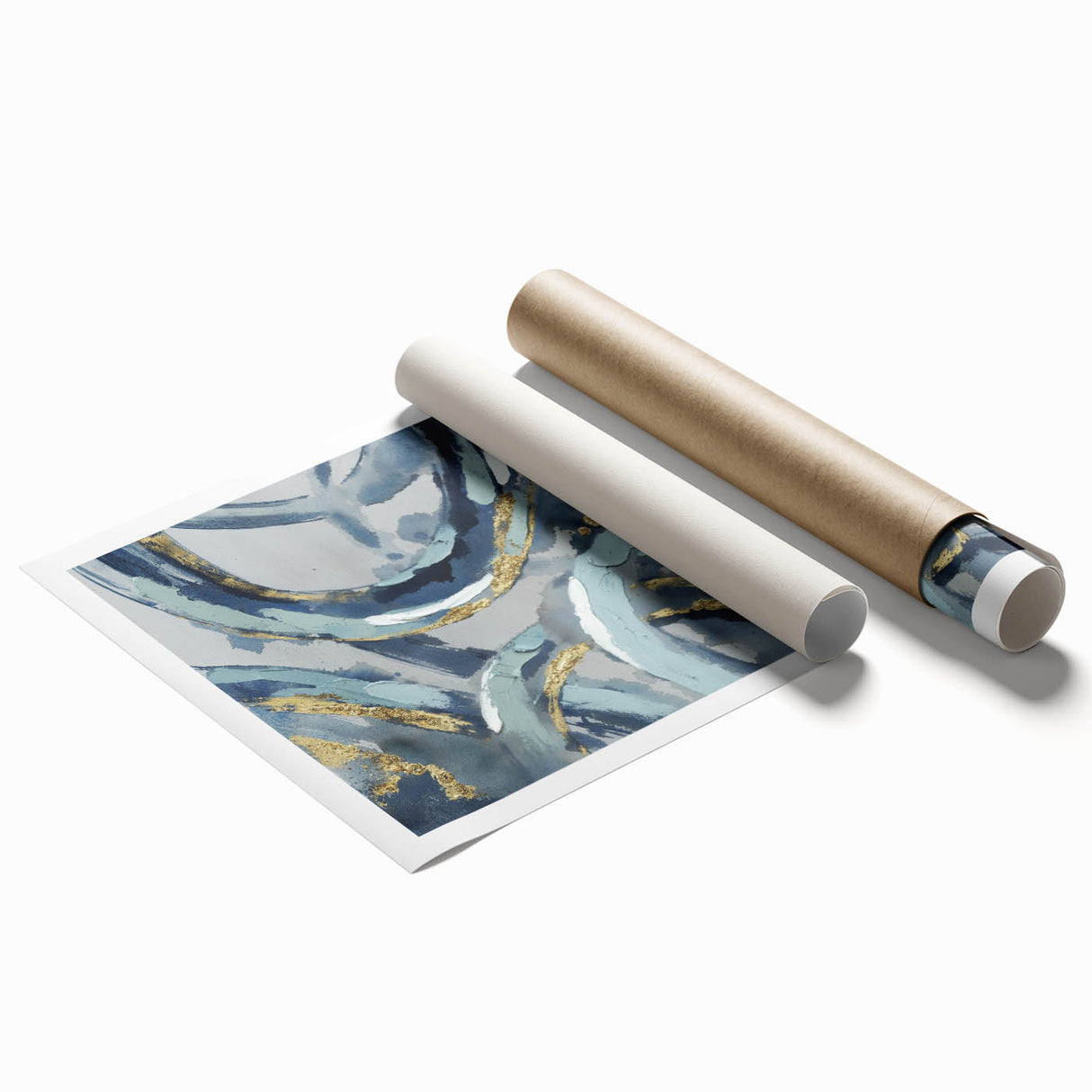 Calming Landscape Acrylic Prints – Navy & Gold Abstract Art