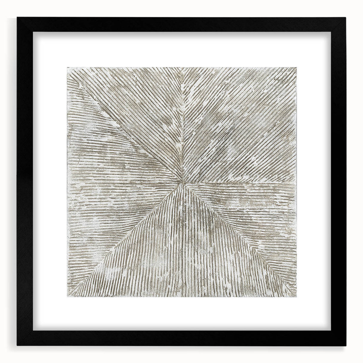 Minimalist Textured Art Pieces – Beige and Gray Radial Line Design