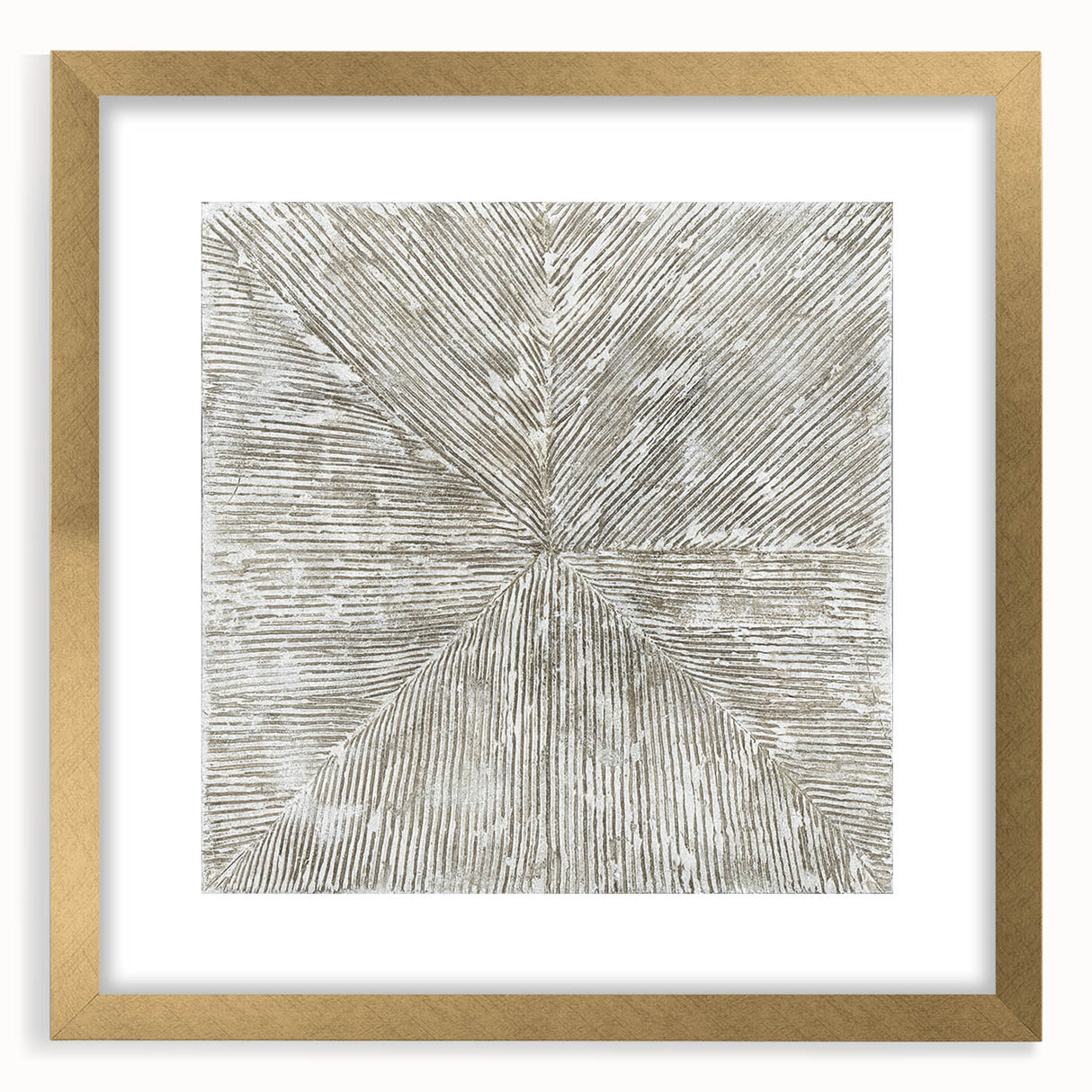 Minimalist Textured Art Pieces – Beige and Gray Radial Line Design