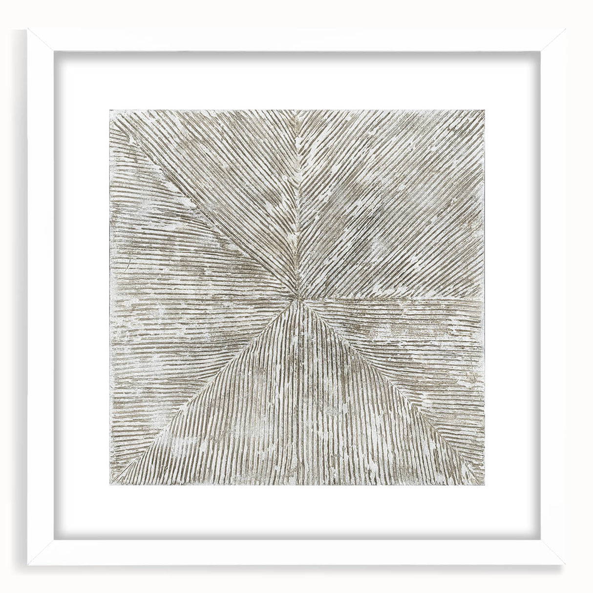 Minimalist Textured Art Pieces – Beige and Gray Radial Line Design